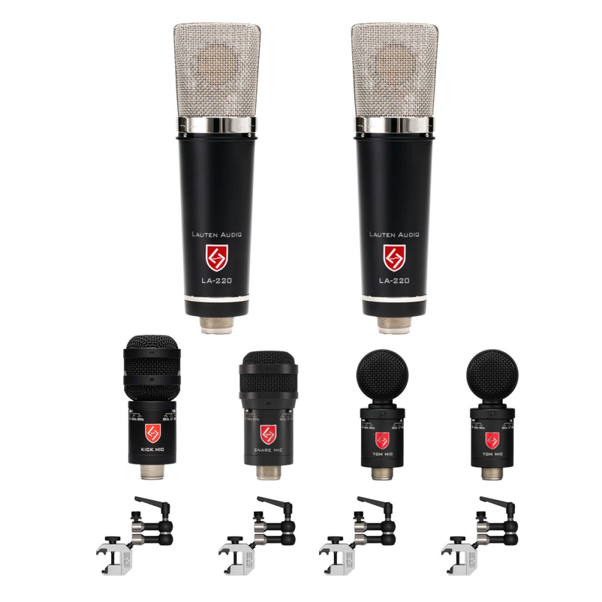 Lauten Audio - Kick Mic, Snare Mic, 3x Tom Mic, and 4x Rim Mount with 2x LA-220